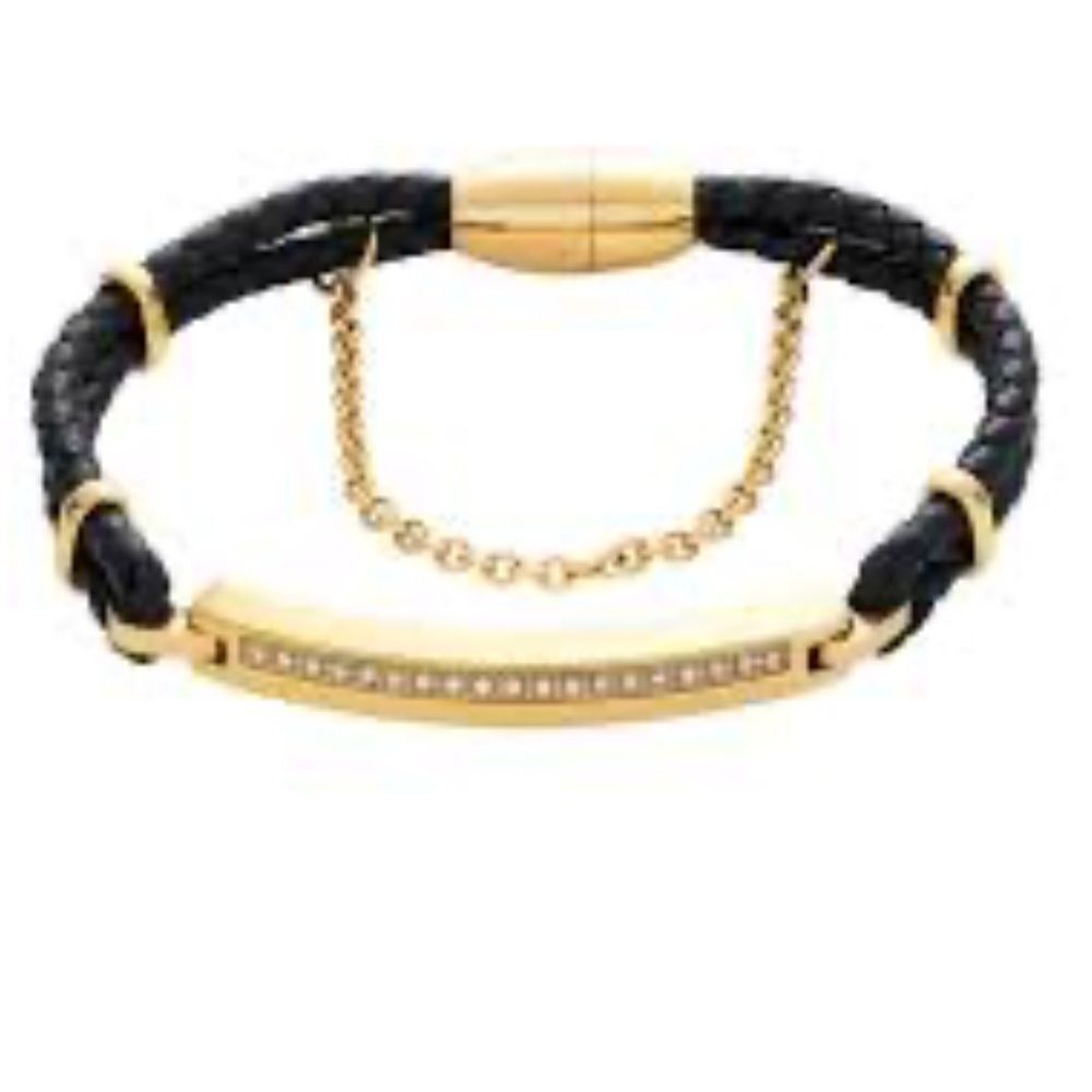 Tocara Lucinda Gold and Black Bracelet with Safety Chain Magnetic Clasp NWOT